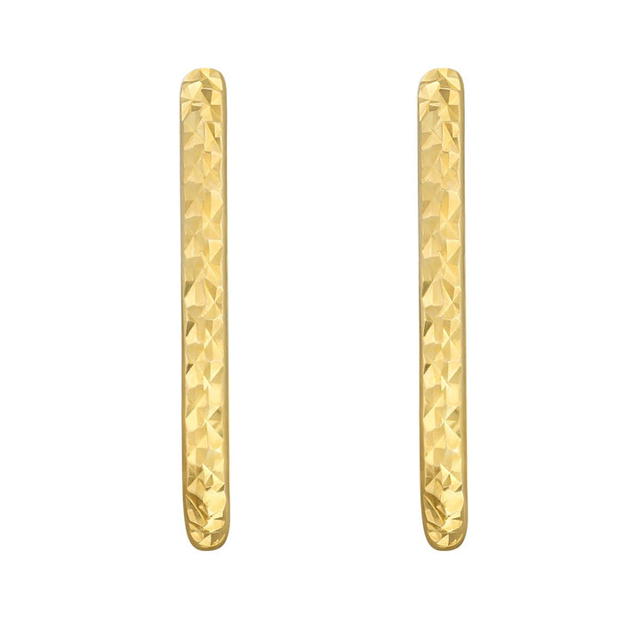 14K Yellow Gold Textured Oval Hoops, view 2