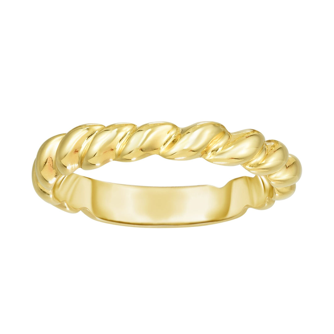 14K Yellow Gold Thin Twisted Band, front view