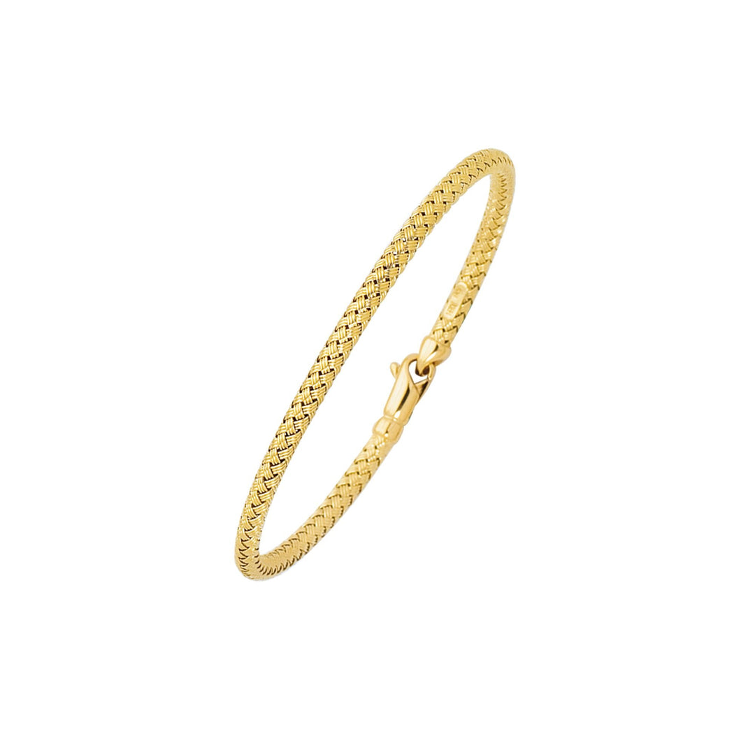 14K Yellow Gold Thin Weaved Bangle, front view