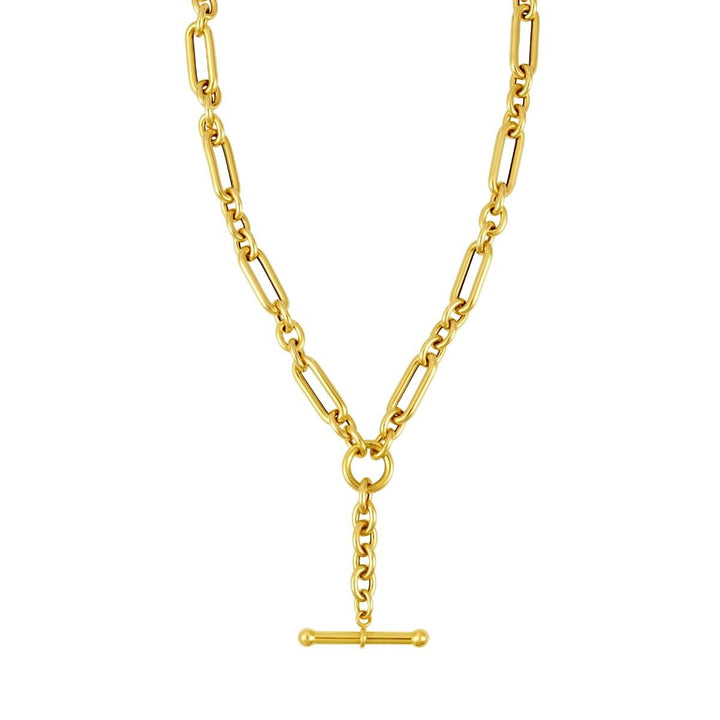 14K Yellow Gold Toggle Necklace, front view
