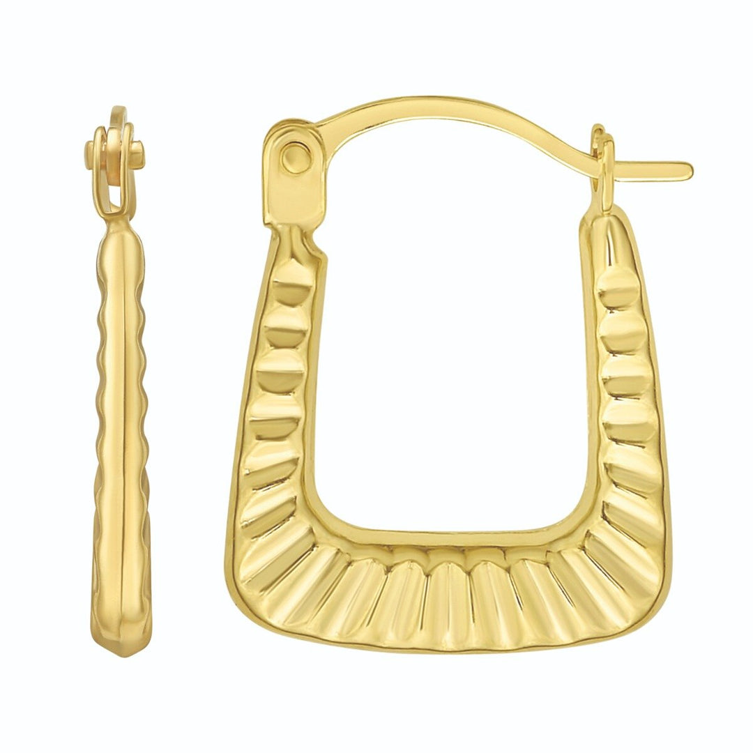 14K Yellow Gold Tube Hoops, front view