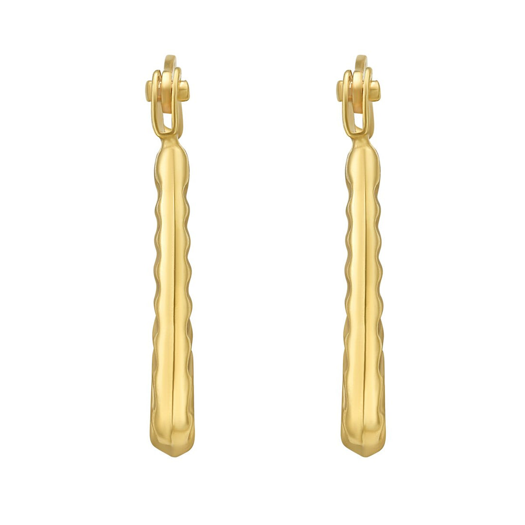 14K Yellow Gold Tube Hoops, view 3