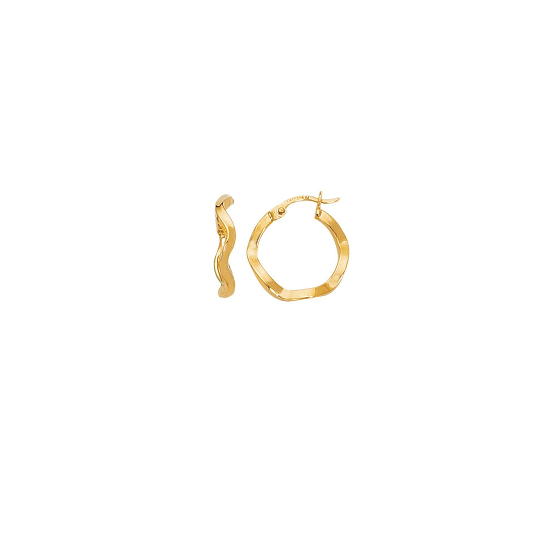 14K Yellow Gold Twist Hoop Earring, front view