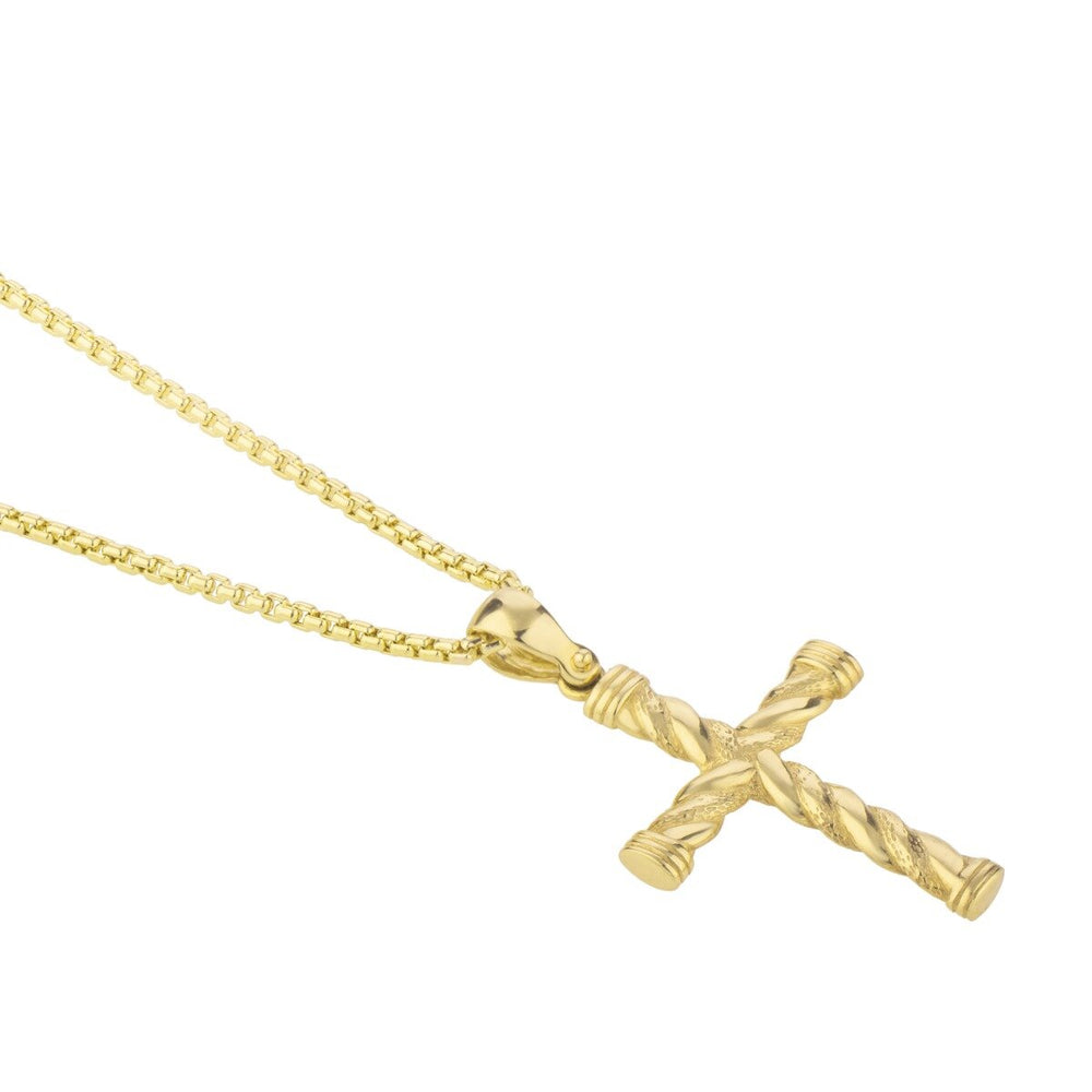 14K Yellow Gold Twisted Cross Pendant, view 2