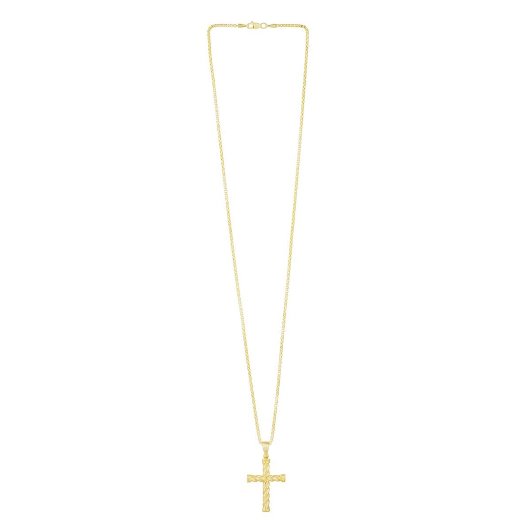 14K Yellow Gold Twisted Cross Pendant, view 3