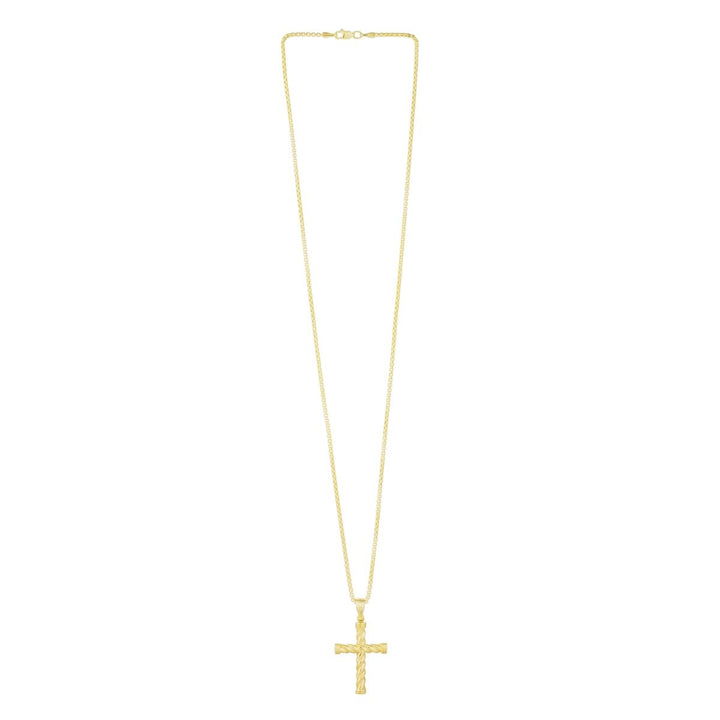 14K Yellow Gold Twisted Cross Pendant, view 3