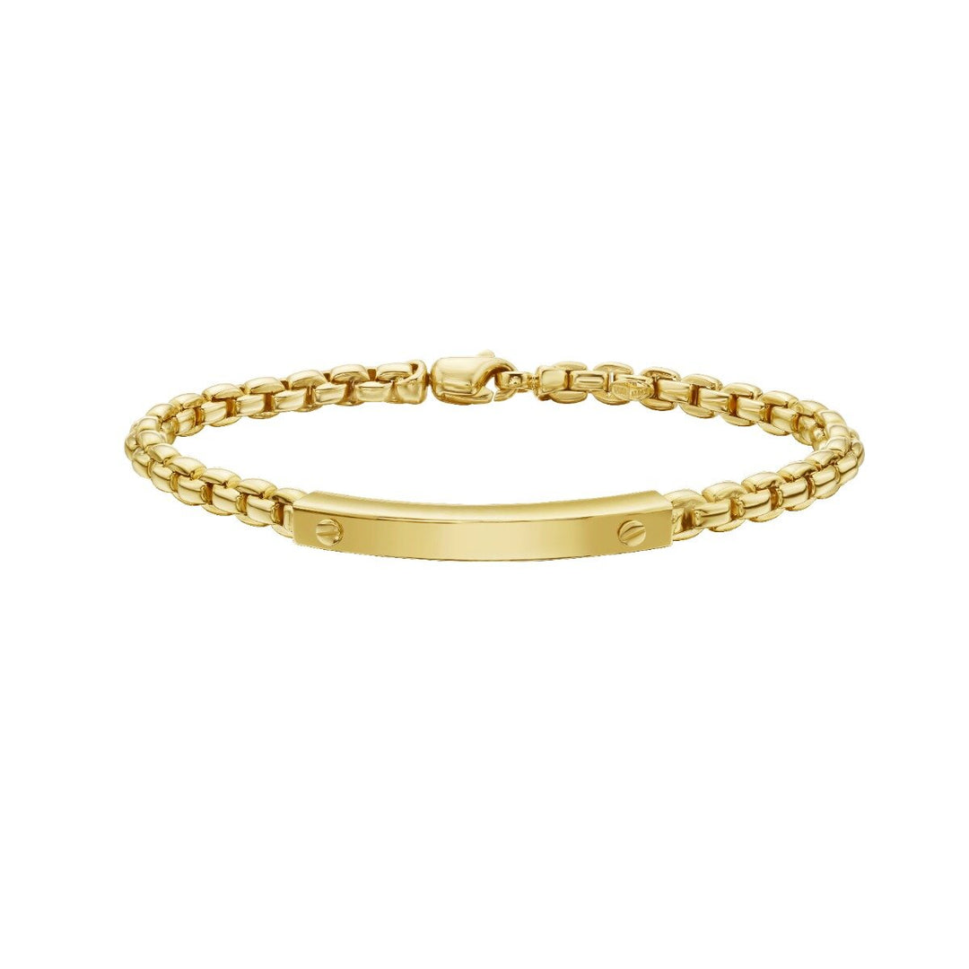 14K Yellow Gold Venetian Link ID Bracelet, front view