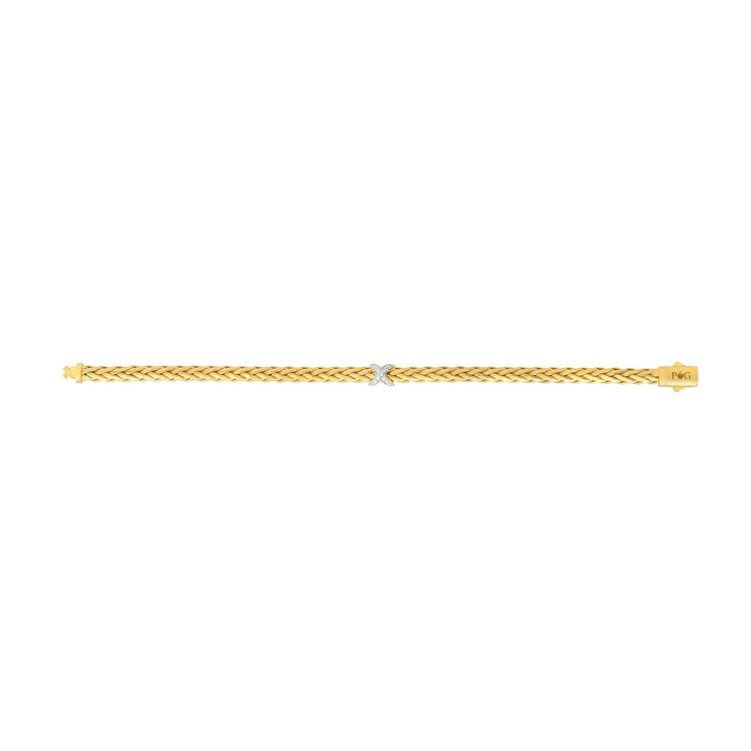 14K Yellow Gold Woven Bracelet, front view