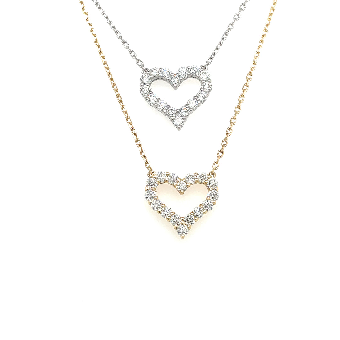 Open Heart Diamond Necklace in 14K (3/4CT)