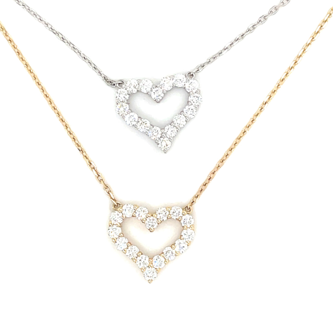 Open Heart Diamond Necklace in 14K (3/4CT)