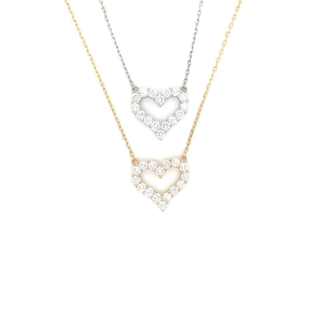 Open Heart Diamond Necklace 14K (1CT)