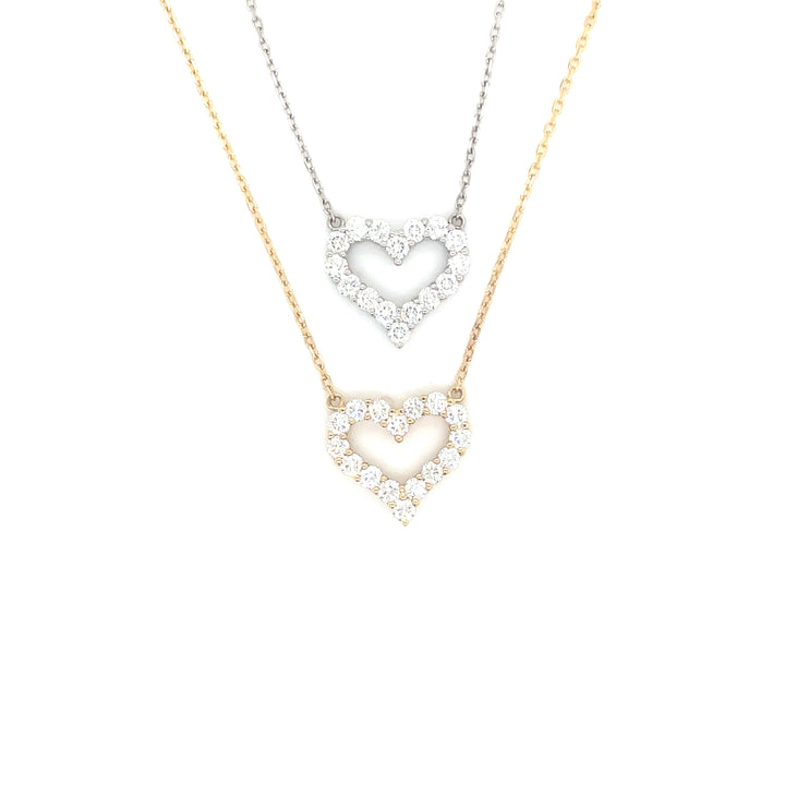 Open Heart Diamond Necklace 14K (1CT)