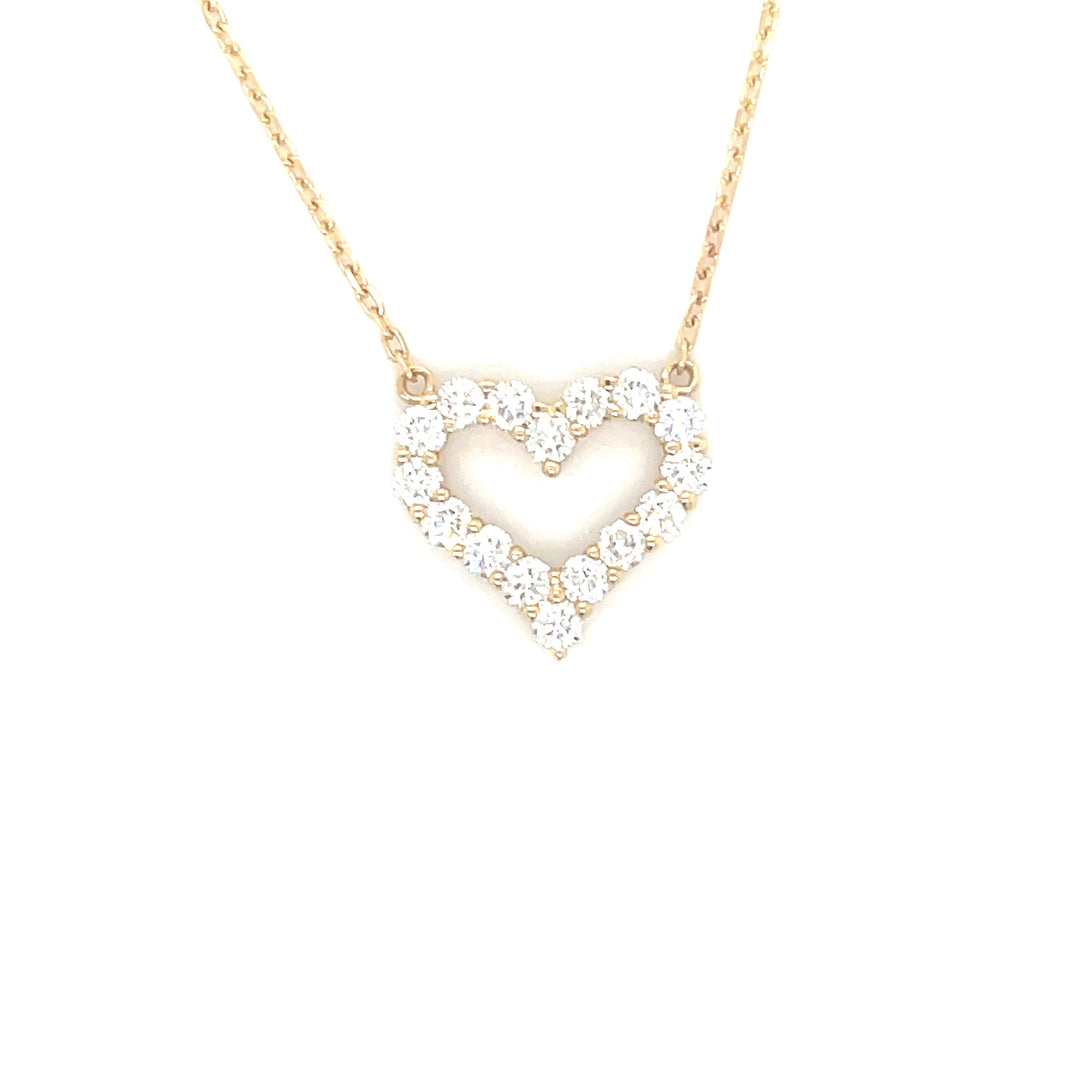 Open Heart Diamond Necklace 14K (1CT)