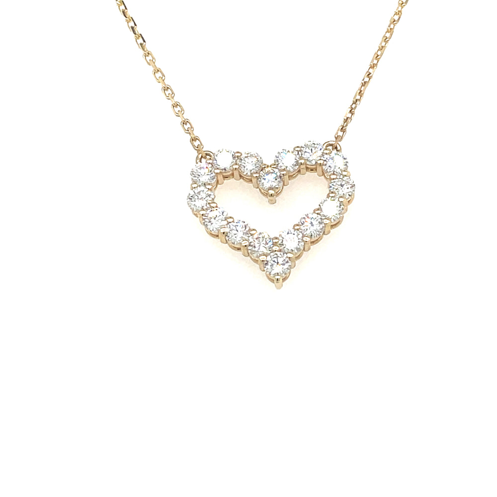 Open Heart Diamond Necklace 14K (1 3/4CT)