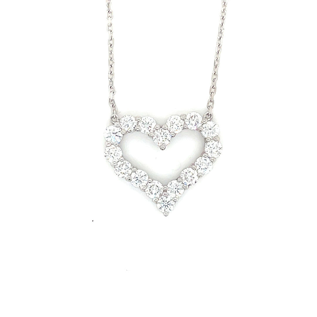 Open Heart Diamond Necklace 1 3/4CT