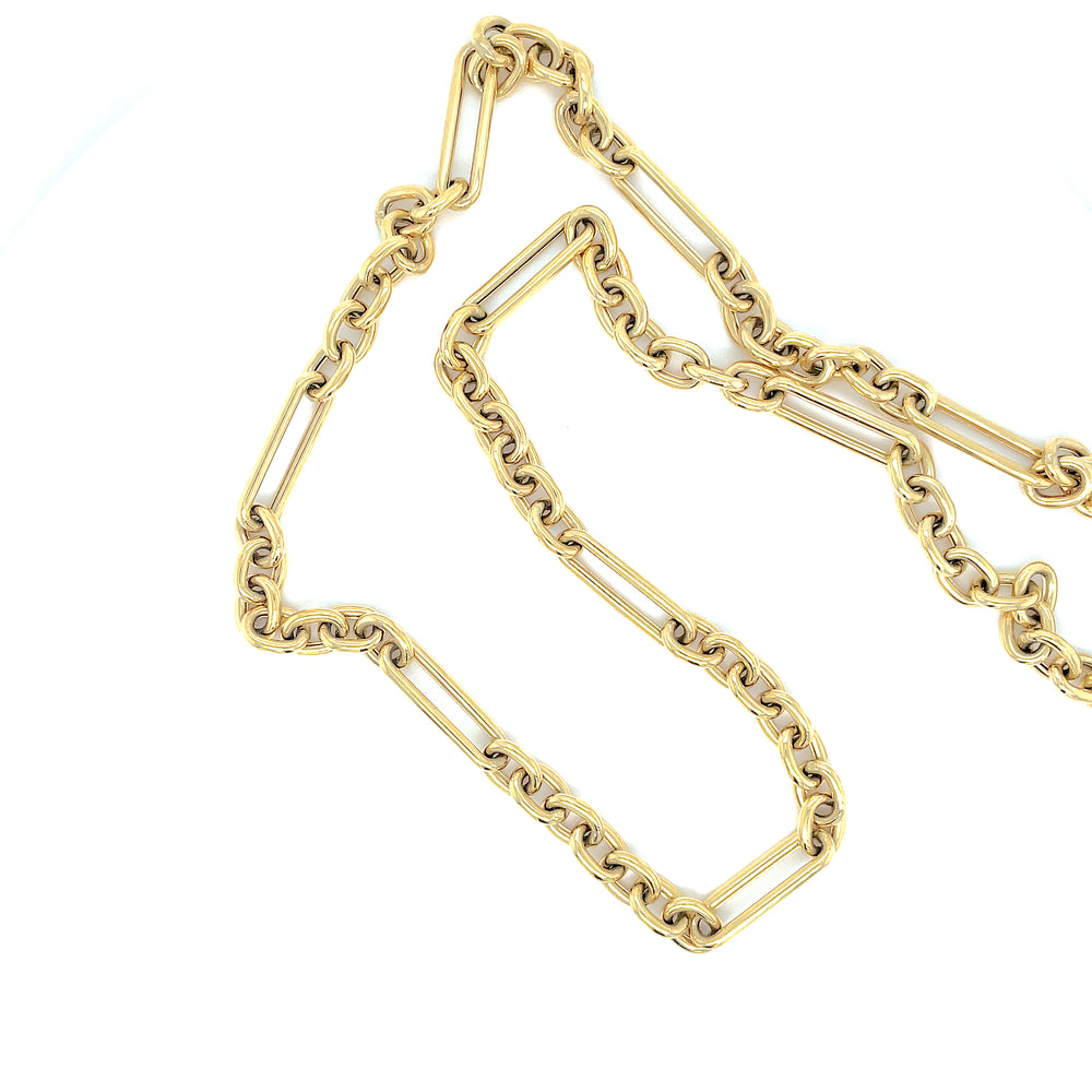 Paris Jewelers 14K Yellow Gold Alternating Link Chain Necklace (20 in)