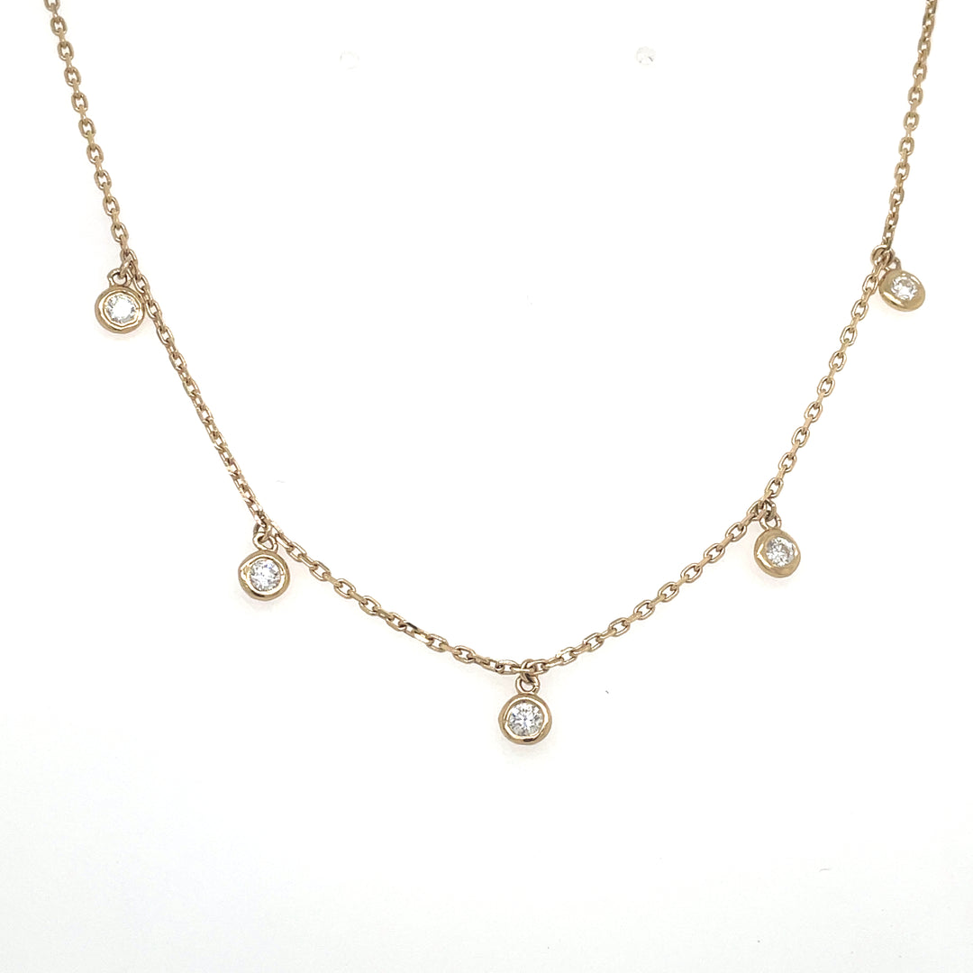 14K Diamond Dangle Station Necklace