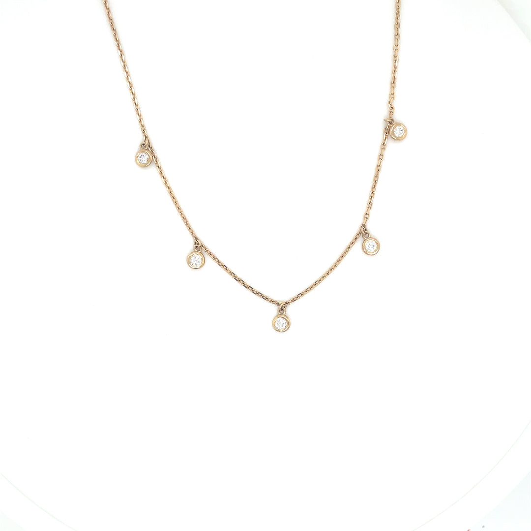 14K Diamond Dangle Station Necklace