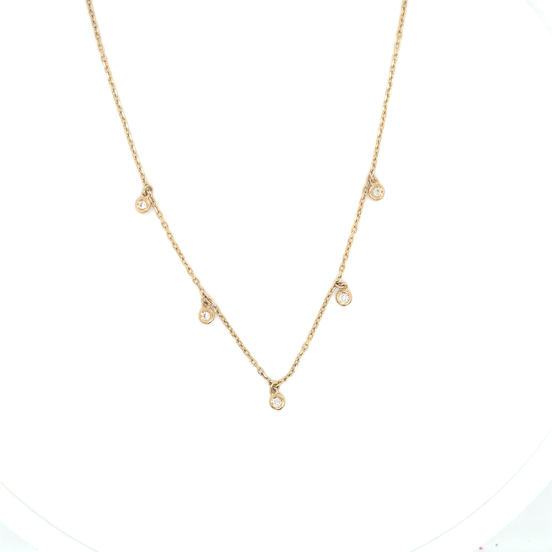 14K Diamond Dangle Station Necklace