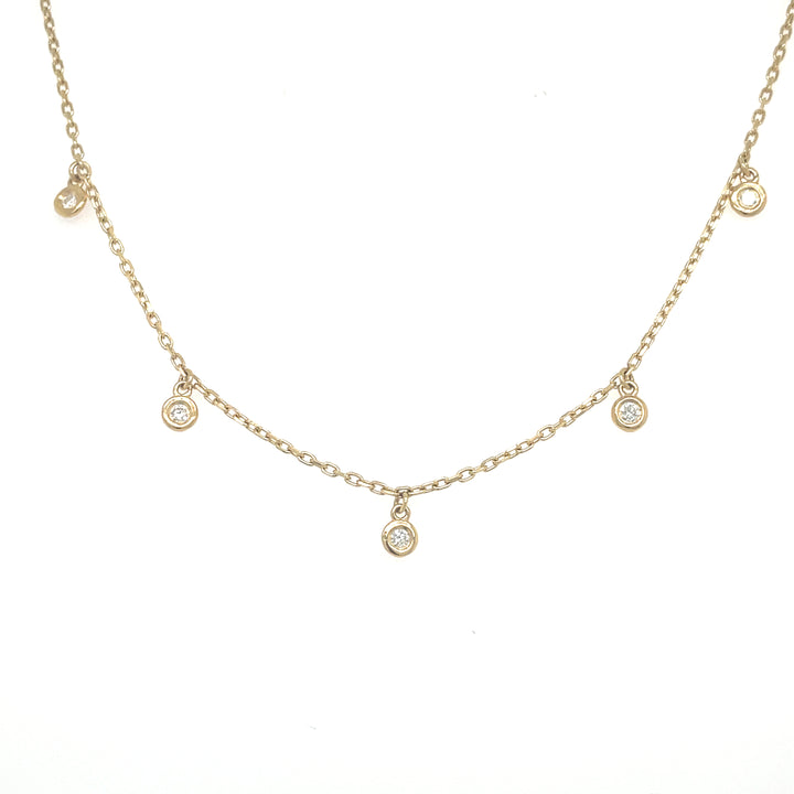 14K Diamond Dangle Station Necklace