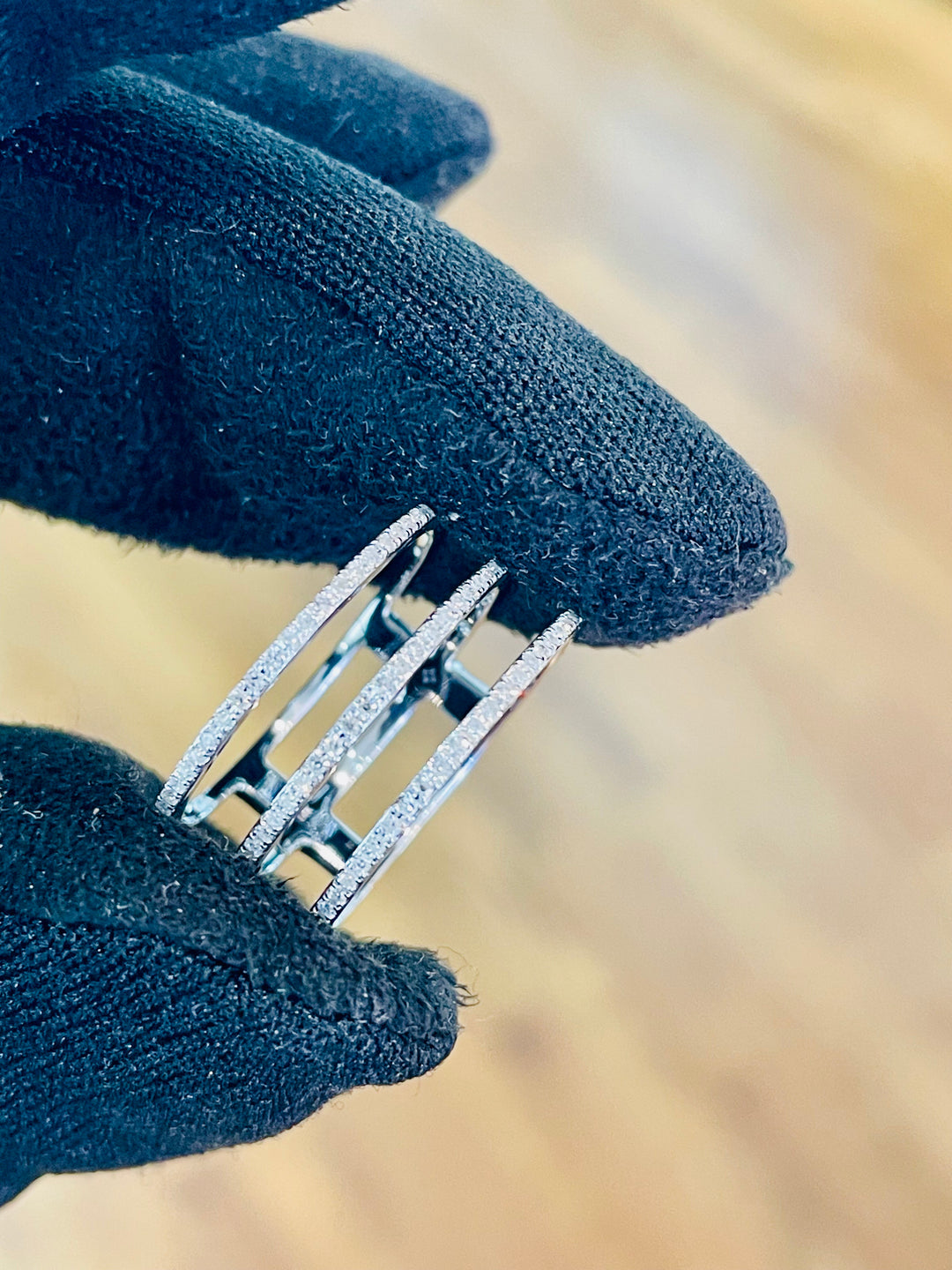 14K Triple Row Diamond Ring