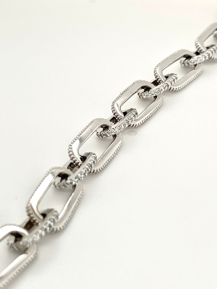 Alternating Diamond Paperclip Bracelet (2CTW)