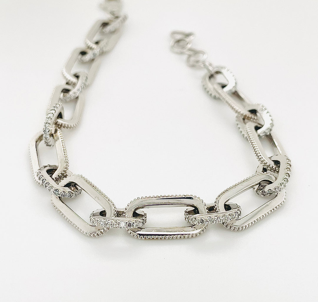 Alternating Diamond Paperclip Bracelet (2CTW)