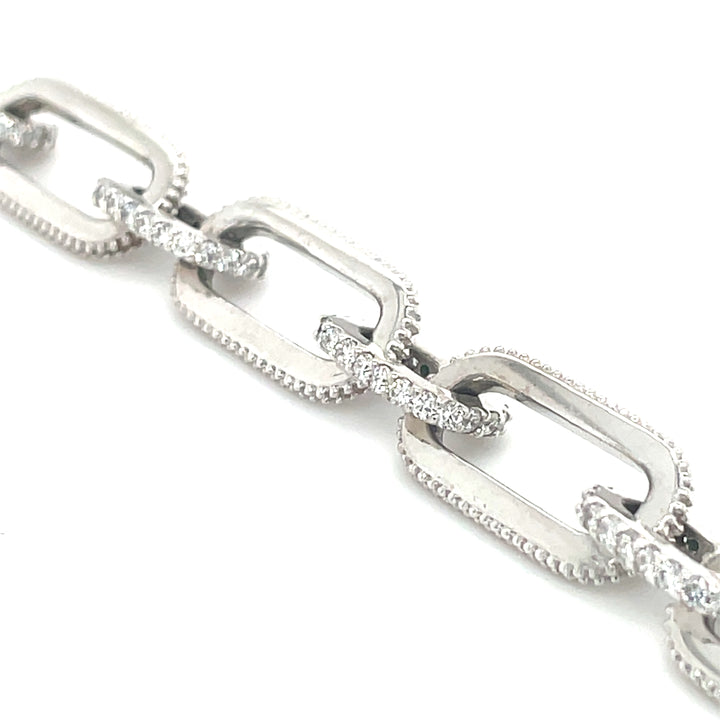 Alternating Diamond Paperclip Bracelet (2CTW)