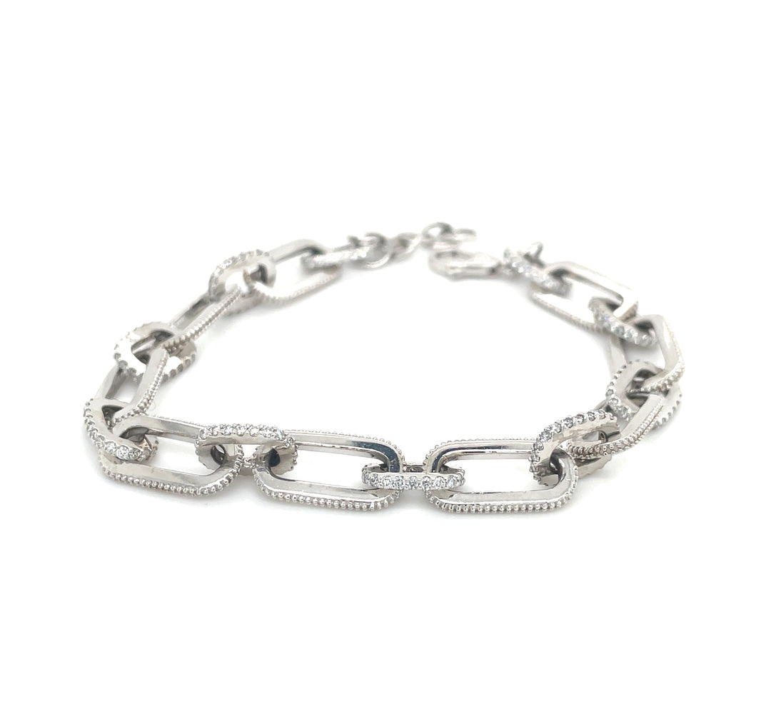 Alternating Diamond Paperclip Bracelet (2CTW)