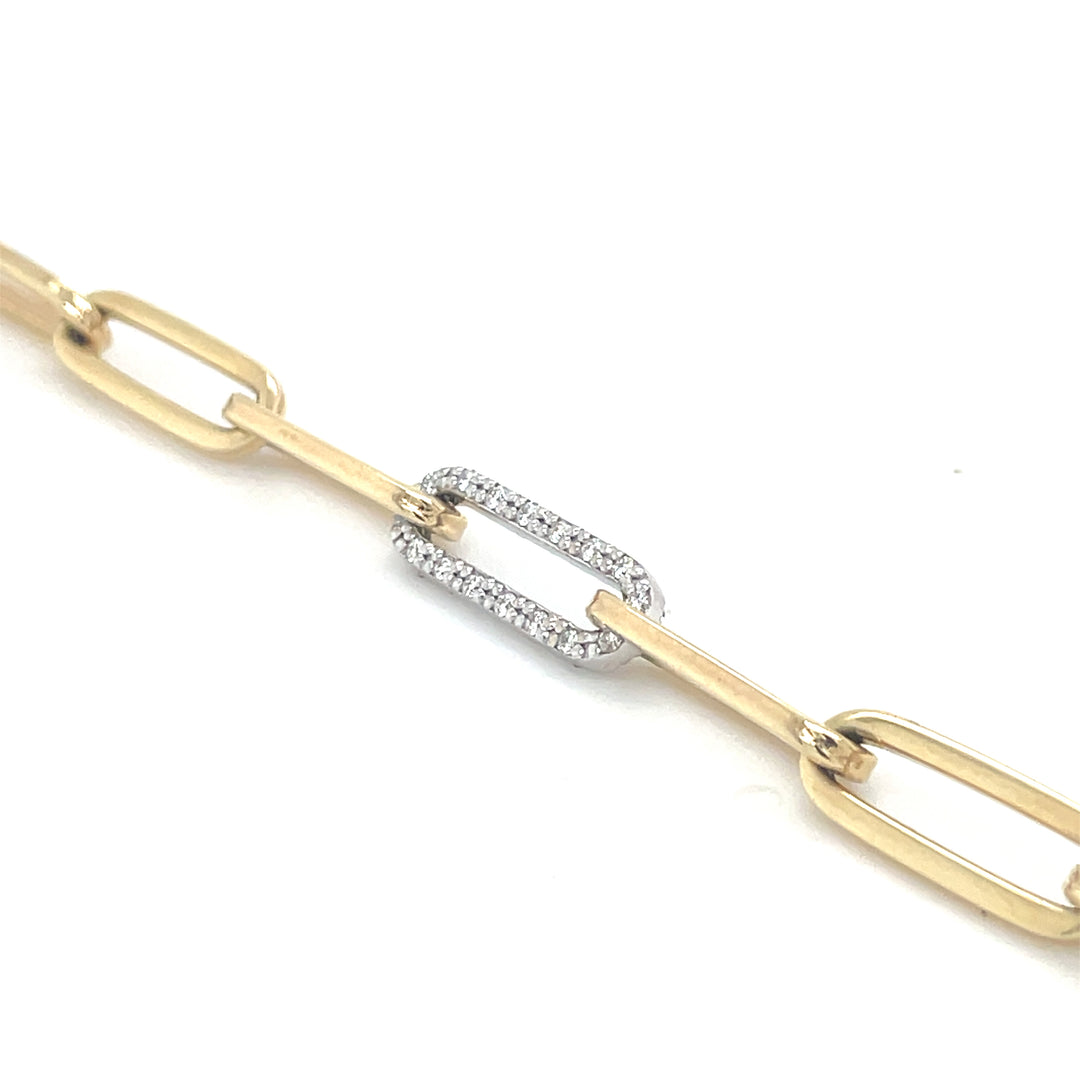 Diamond Triple Link Paperclip Bracelet 