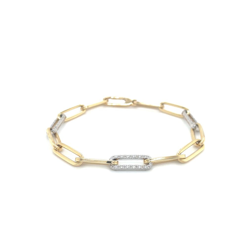 Diamond Triple Link Paperclip Bracelet 