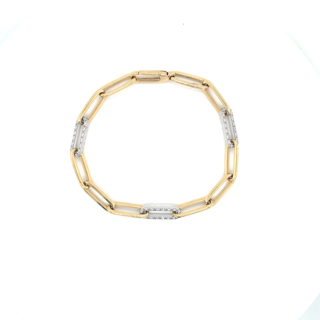 Diamond Triple Link Paperclip Bracelet 