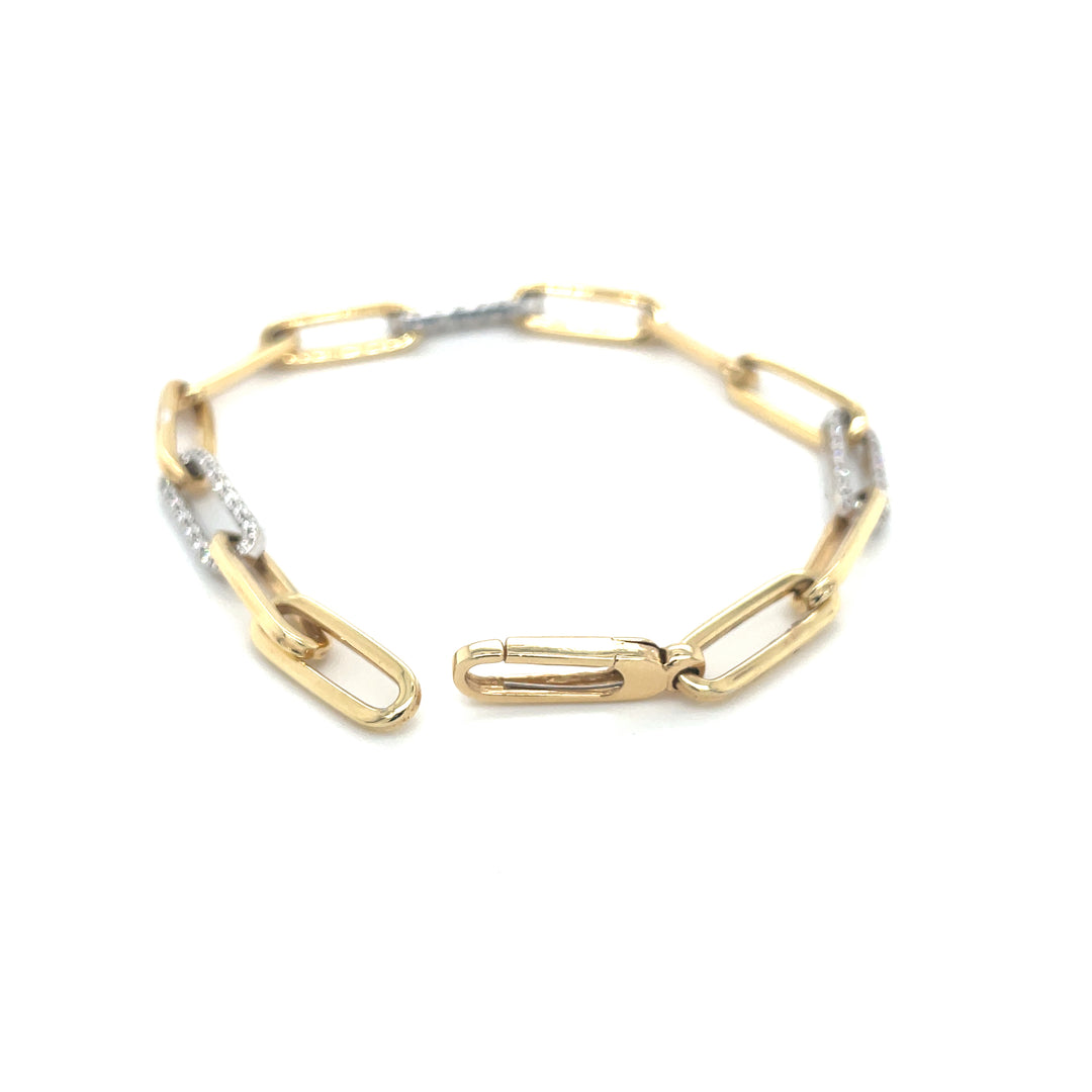 Diamond Triple Link Paperclip Bracelet invisible clasp