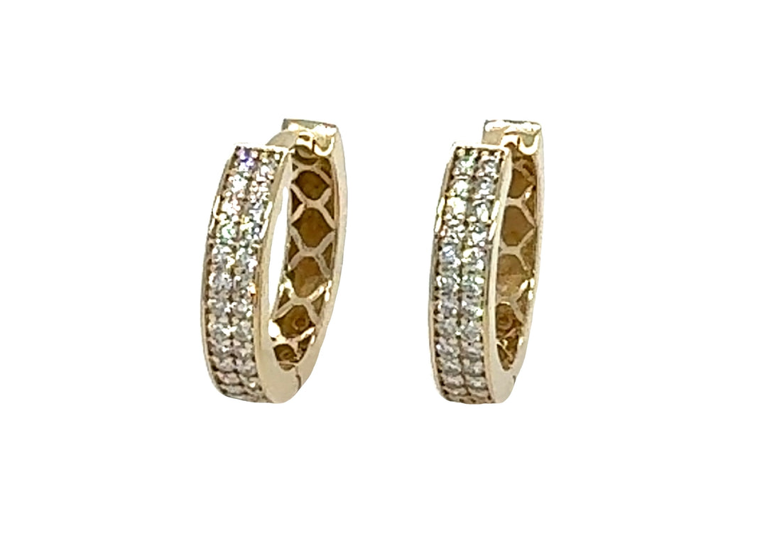 double row Diamond Huggie Earrings