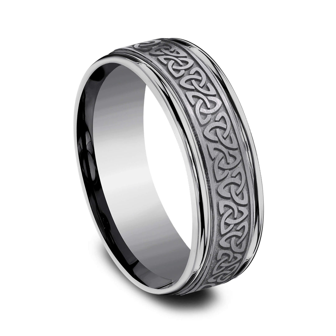 Trinity Celtic Love Knot Grey Wedding Band – Grey Tantalum 7mm