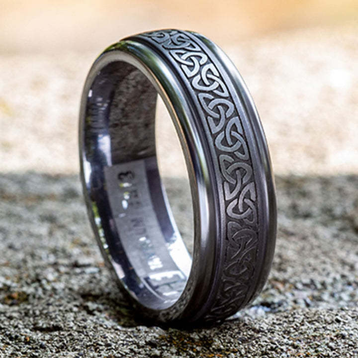 Trinity Celtic Love Knot Grey Wedding Band – Grey Tantalum 7mm