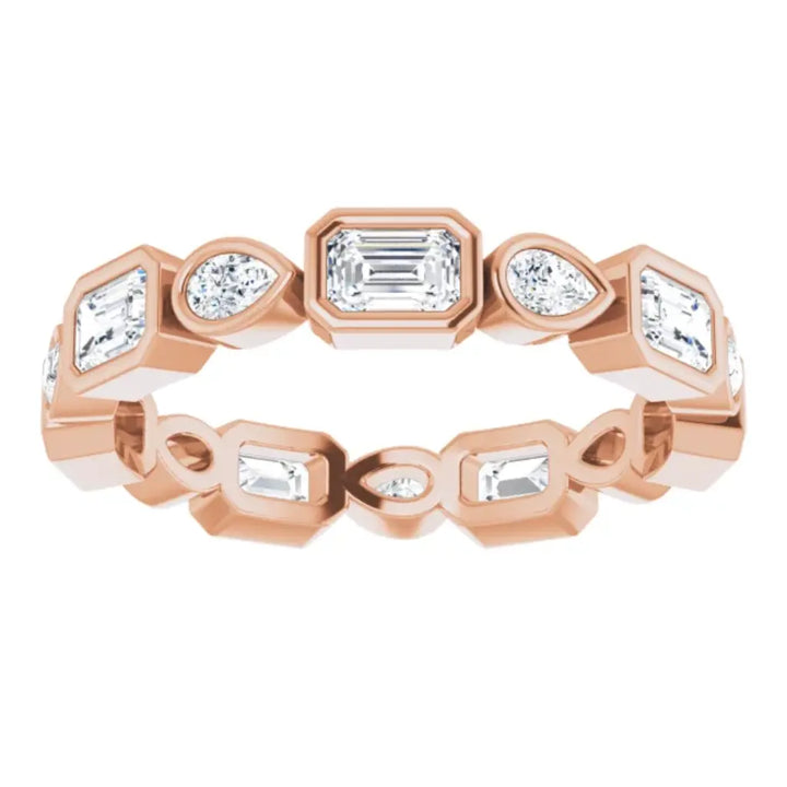 Lab grown diamond eternity ring, 1 1/2 CTW, Emerald & Pear