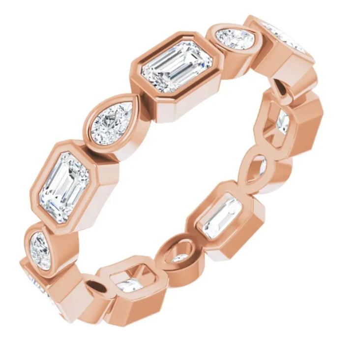 Lab grown diamond eternity ring, 1 1/2 CTW, Emerald & Pear