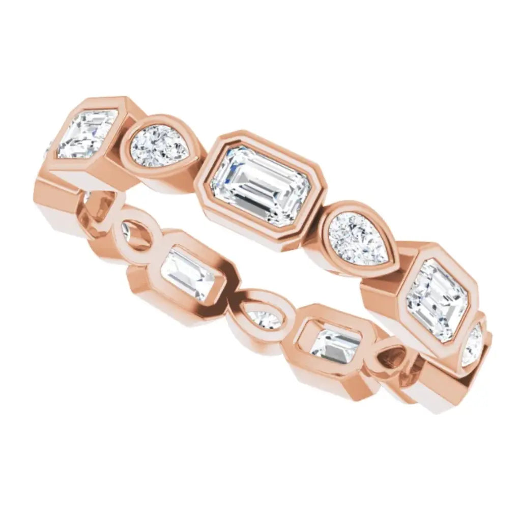 Lab grown diamond eternity ring, 1 1/2 CTW, Emerald & Pear