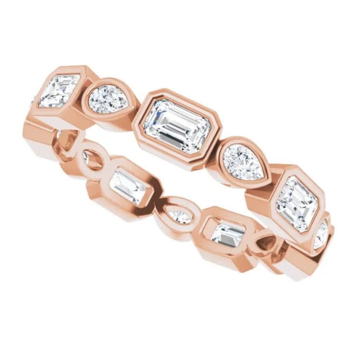 Lab grown diamond eternity ring, 1 1/2 CTW, Emerald & Pear