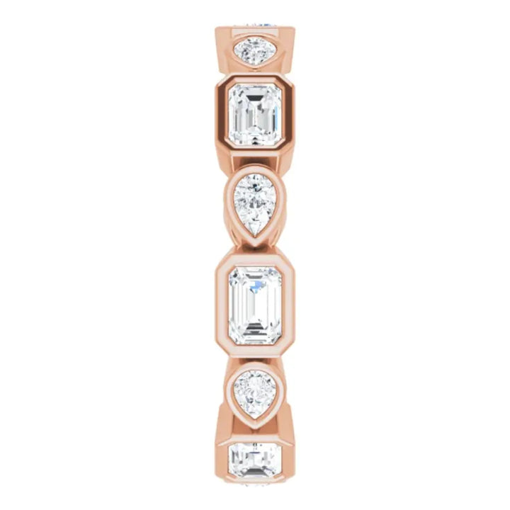 Lab grown diamond eternity ring, 1 1/2 CTW, Emerald & Pear