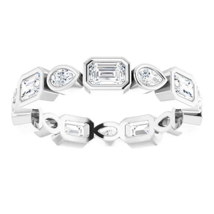 Lab grown diamond eternity ring, 1 1/2 CTW, Emerald & Pear