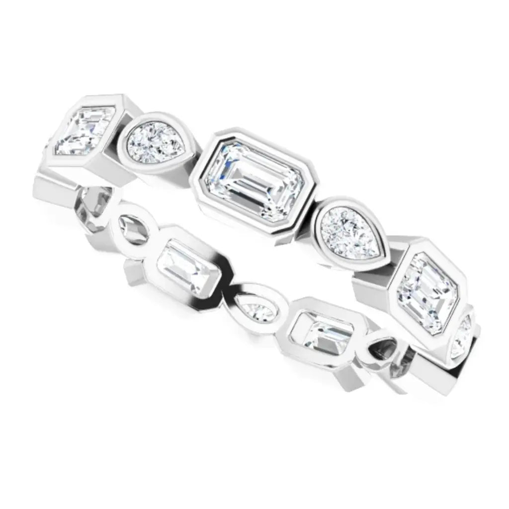 Lab grown diamond eternity ring, 1 1/2 CTW, Emerald & Pear