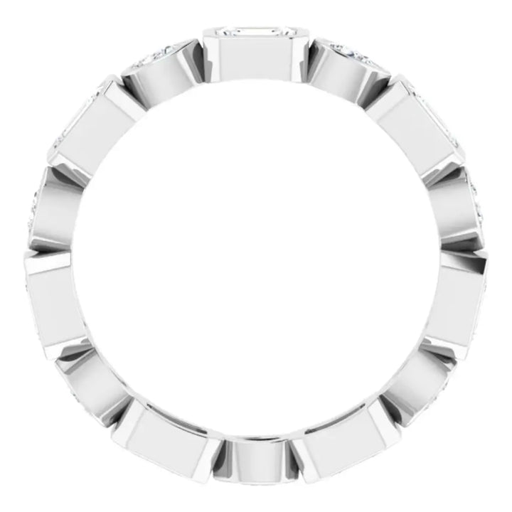 Lab grown diamond eternity ring, 1 1/2 CTW, Emerald & Pear