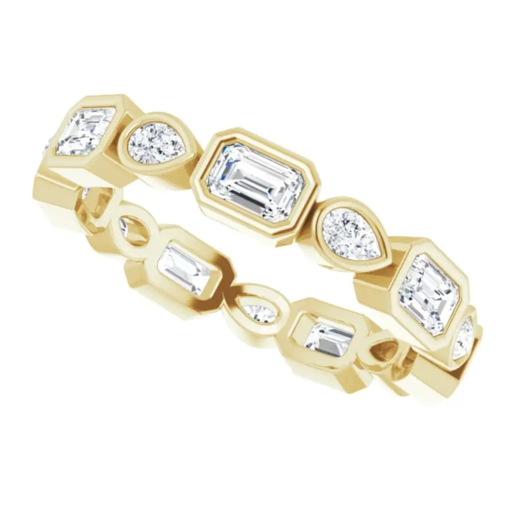 Lab grown diamond eternity ring, 1 1/2 CTW, Emerald & Pear