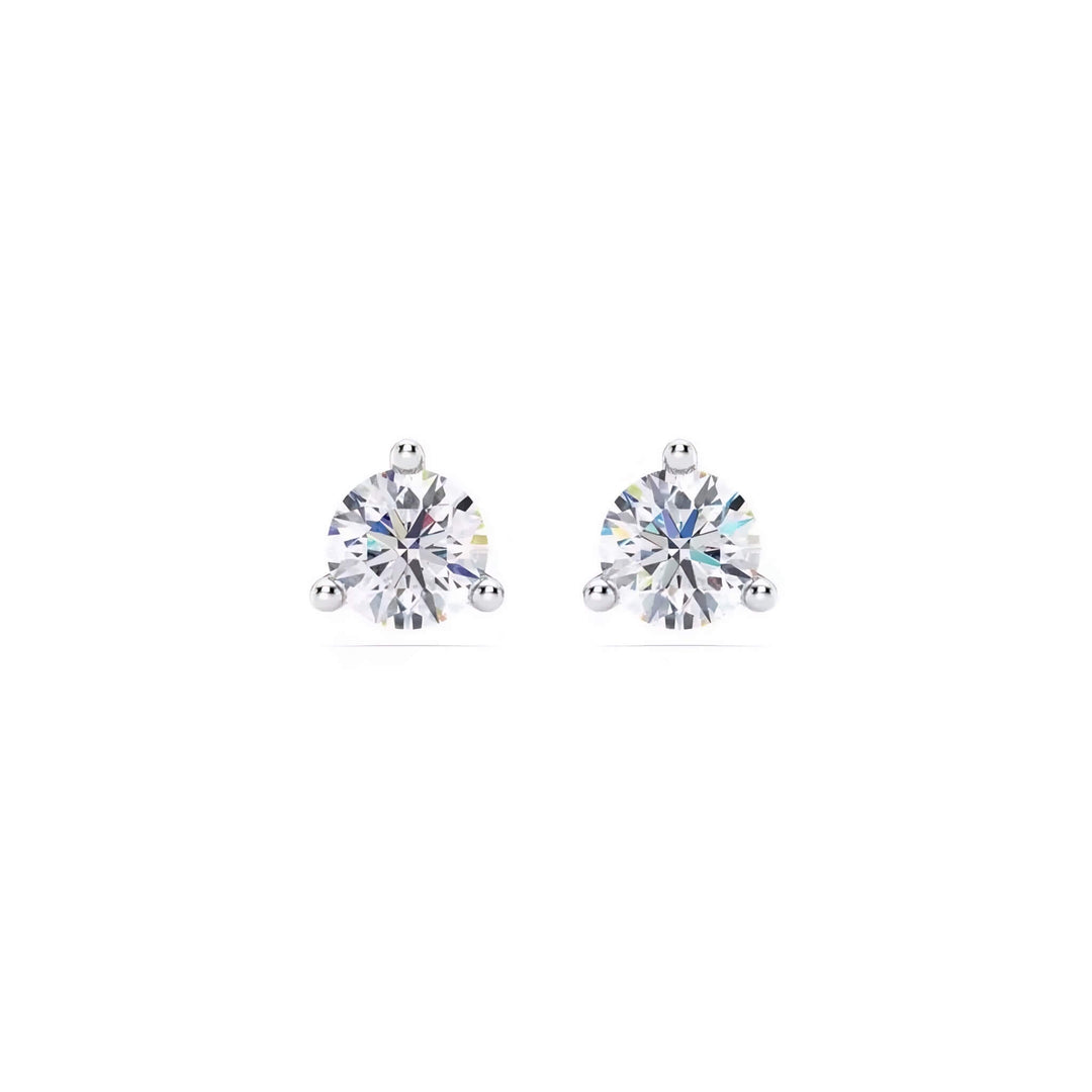 Natural Diamond Stud Earrings 3-Prong Martini in 14K Gold (1–4 CTW)