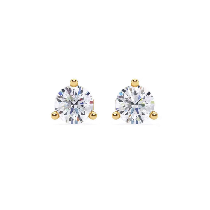Natural Diamond Stud Earrings 3-Prong Martini in 14K Gold (1–4 CTW)