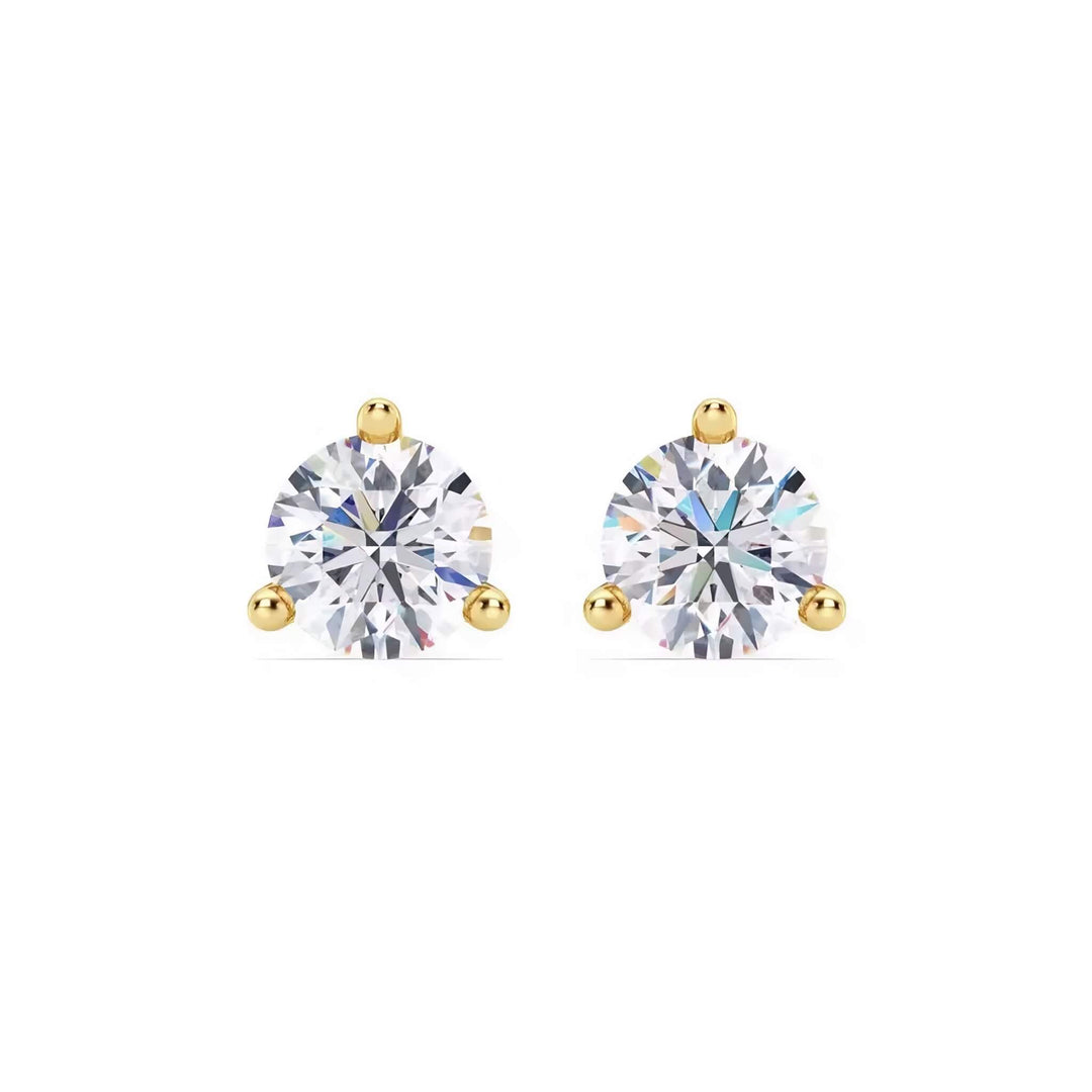 Natural Diamond Stud Earrings 3-Prong Martini in 14K Gold (1–4 CTW)