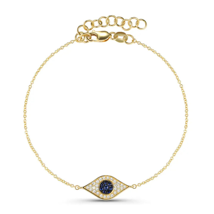 14K Blue Sapphire Eye Diamond Bracelet