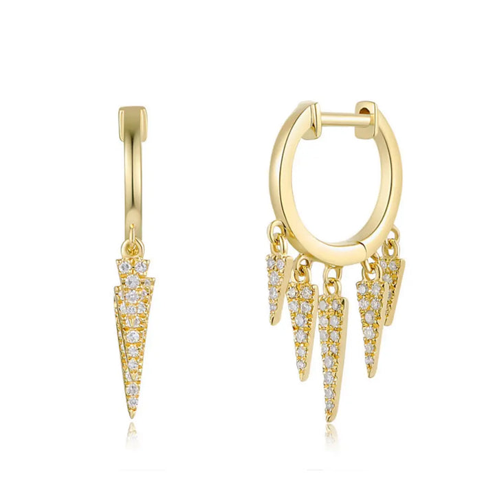 14K Diamond Dagger Shaker Huggie Earring